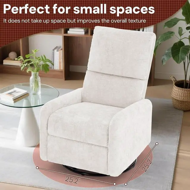 Alt view image 7 of 7 - Korser 360° Rocking Chair, Nursery Rocker Chair with Side Pockets, Glider Nursing Chair with Steel Structure Base, Small Chair for Small Spaces, Chenille Swivel Accent Chairs for Living Room, Nursing