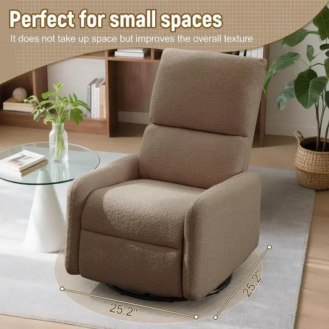 Alt view image 7 of 7 - Korser Recliner Chair, Nursery Rocker Chair with Side Pockets, Small Recliners for Small Spaces, Swivel Rocker Recliner Chair for Adults, Sherpa Swivel Accent Chairs for Living Room, Nursing