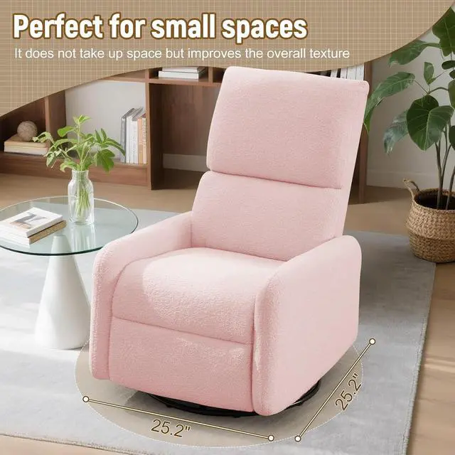 Alt view image 7 of 7 - Korser 360° Rocking Chair, Nursery Rocker Chair with Side Pockets, Glider Nursing Chair with Steel Structure Base, Small Chair for Small Spaces, Sherpa Swivel Accent Chairs for Living Room, Nursing