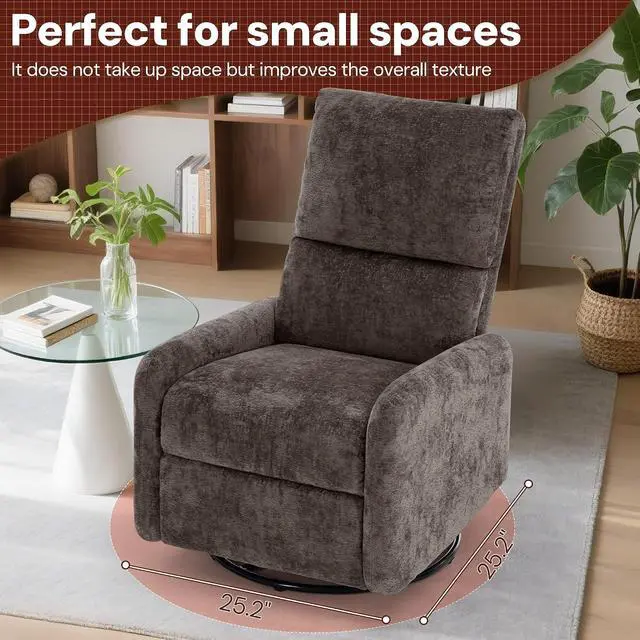Alt view image 7 of 7 - Korser 360° Rocking Chair, Nursery Rocker Chair with Side Pockets, Glider Nursing Chair with Steel Structure Base, Small Chair for Small Spaces, Chenille Swivel Accent Chairs for Living Room, Nursing