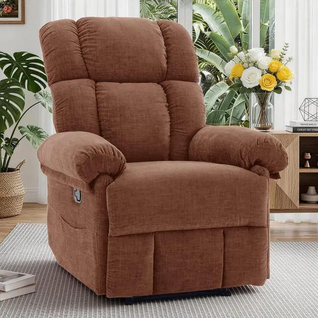 Main image of Korser Recliner Chair for Living Room, Manual Recliner with Thick Upholstered & Side Pockets, Small Recliner for Small Spaces, Lounge Chair for Nursery Bedroom Apartment RV, Chenille