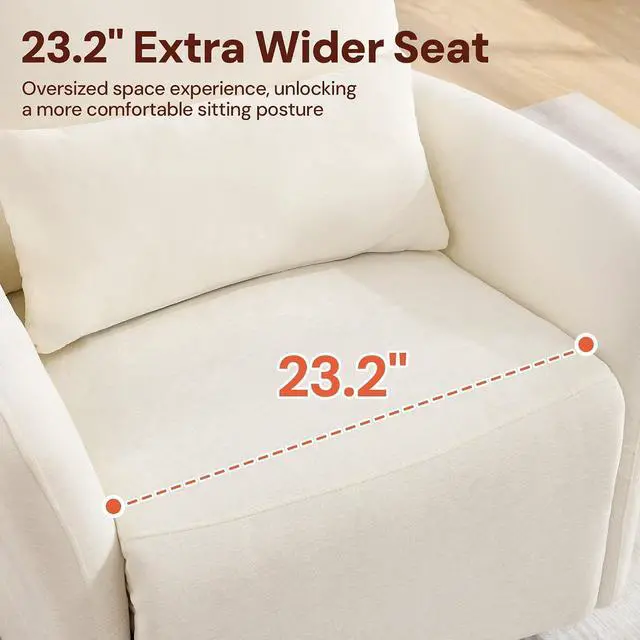 Alt view image 7 of 7 - Korser Power Swivel Rocker Recliner Chair, Electric Nursery Rocking Chairs with USB & Type-C Ports, Upholstered 23" Wide Glider Chair with Lumbar Pillow for Living Room, Bedroom, Chenille, Beige