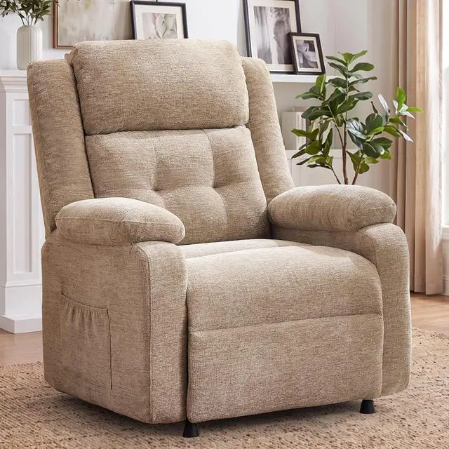 Main image of Korser Power Recliner Chair for Adults, Oversized Electric Recliner with Thickened Cushions, Reclining Chair for Bedroom, Living Room Chairs with Side Pockets, Chenille
