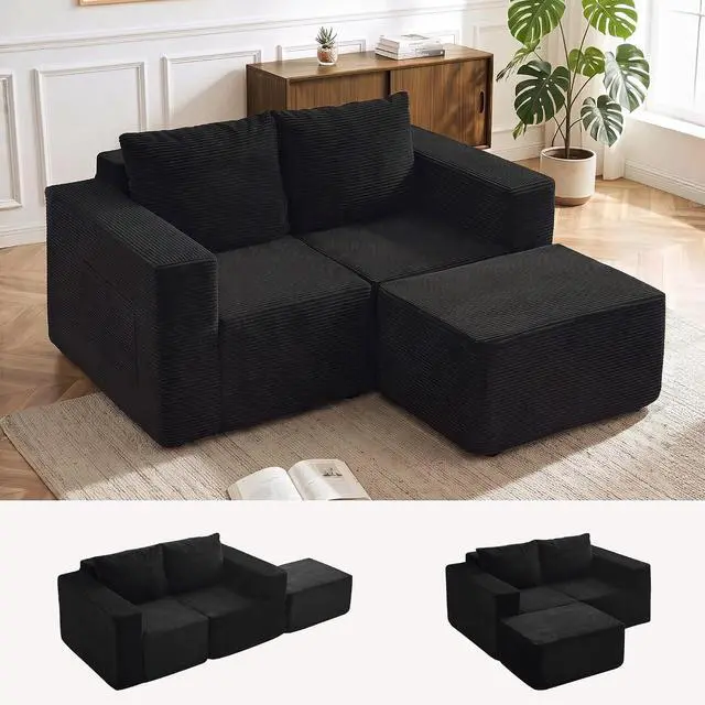 Main image of Korser Sectional Couches for Living Room, Boneless Couch with Ottoman, Comfy Fluffy Cloud Couch with Deep Seat, Modular Sectional Sofa with Side Pockets, No Assembly L Shaped Couch, Corduroy