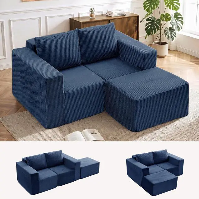 Main image of Korser Sectional Couches for Living Room, Boneless Couch with Ottoman, Comfy Fluffy Cloud Couch with Deep Seat, Modular Sectional Sofa with Side Pockets, No Assembly L Shaped Couch, Corduroy