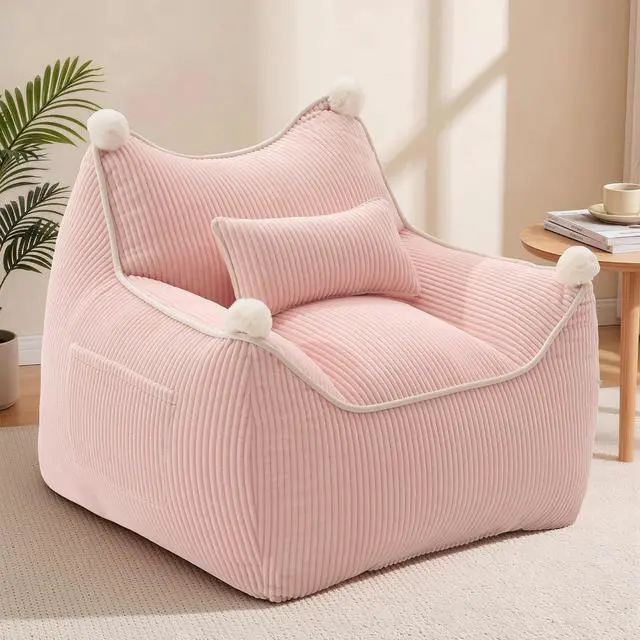 Main image of Korser Bean Bag Chair for Adults and Teens, Bean Bag Couch Cozy with Foam Filler, Corduroy Comfy Beanbag Chair with Back Support, Lounge Floor Sofa for Living Room, Reading, Bedroom, Pink