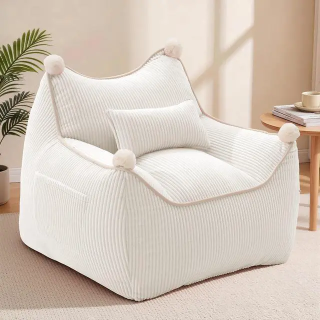 Main image of Korser Bean Bag Chair for Adults and Teens, Bean Bag Couch Cozy with Foam Filler, Corduroy Comfy Beanbag Chair with Back Support, Lounge Floor Sofa for Living Room, Reading, Bedroom, Beige