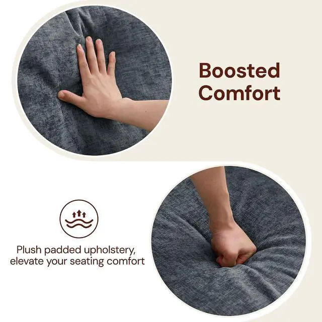 Alt view image 6 of 7 - Korser Accent Chair for Living Room, Comfy Upholstered Mid-Century Reading Chair for Bedroom, Modern Linen Arm Chair with Pillow & Solid Wood Legs, Single Sofa Lounge Chair with Side Pockets, Grey