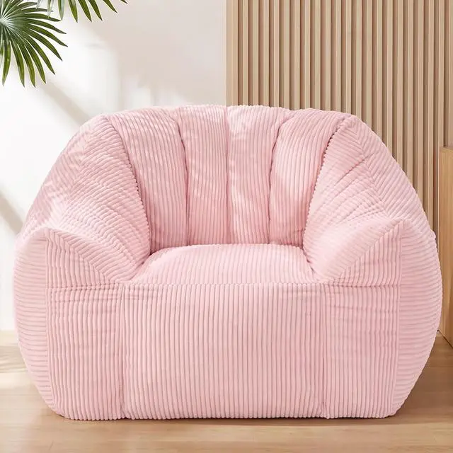 Main image of Korser Bean Bag Chair, Giant Bean Bag Chairs for Adults Teens, Comfy Floor Chair with Back Support and Armrest, Corduroy Beanbag with Foam Filler, Reading Chair for Bedroom Living Room, Pink