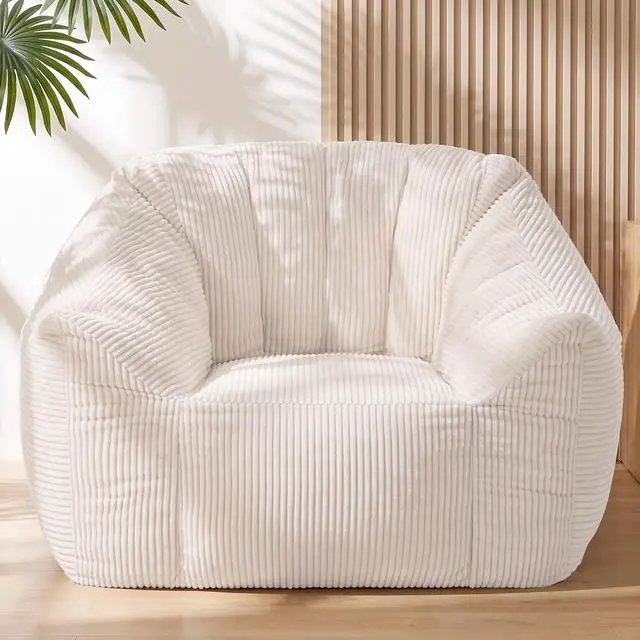 Main image of Korser Bean Bag Chair, Giant Bean Bag Chairs for Adults Teens, Comfy Floor Chair with Back Support and Armrest, Corduroy Beanbag with Foam Filler, Reading Chair for Bedroom Living Room, Beige