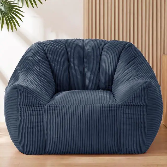 Main image of Korser Bean Bag Chair, Giant Bean Bag Chairs for Adults Teens, Comfy Floor Chair with Back Support and Armrest, Corduroy Beanbag with Foam Filler, Reading Chair for Bedroom Living Room, Blue
