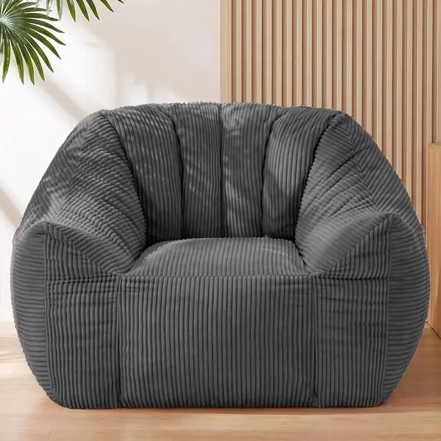 Main image of Korser Bean Bag Chair, Giant Bean Bag Chairs for Adults Teens, Comfy Floor Chair with Back Support and Armrest, Corduroy Beanbag with Foam Filler, Reading Chair for Bedroom Living Room, Grey
