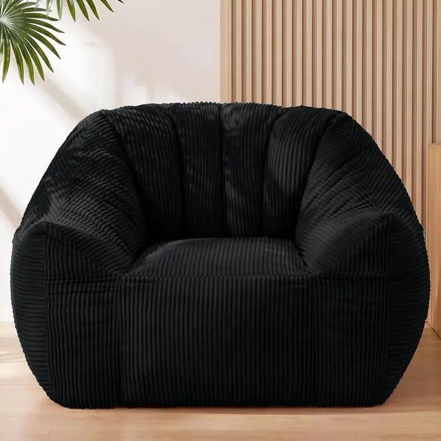 Main image of Korser Bean Bag Chair, Giant Bean Bag Chairs for Adults Teens, Comfy Floor Chair with Back Support and Armrest, Corduroy Beanbag with Foam Filler, Reading Chair for Bedroom Living Room, Black