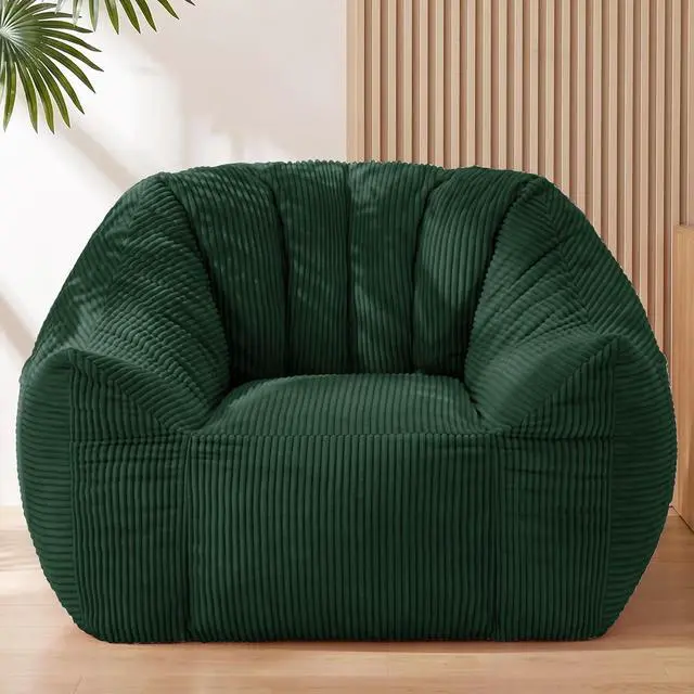 Main image of Korser Bean Bag Chair, Giant Bean Bag Chairs for Adults Teens, Comfy Floor Chair with Back Support and Armrest, Corduroy Beanbag with Foam Filler, Reading Chair for Bedroom Living Room, Green