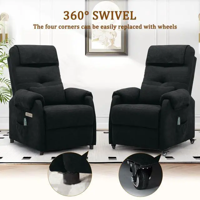 Alt view image 3 of 7 - Korser Adult Electric Recliner, Roller Recliner for Small Spaces, Electric Chair with Massage and Heating Functions, USB and Type-C Charging Ports, Fabric Recliners for Living Room and Bedroom