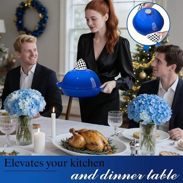 Alt view image 7 of 7 - Enamelled Cast Iron Dutch Oven Pot Dutch Oven Pot with Lid For Sourdough Bread Baking Cast Iron Bread Oven Dark Blue, Umite Chef 6QT Pot with Lid & Cotton Potholders