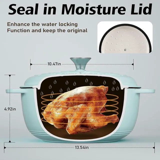 Alt view image 2 of 7 - Umite Chef 6QT Enameled Cast Iron Dutch Oven with Lid, Versatile Heavy-Duty Cookware Pot for Baking Bread, Braising, Soups & Stews, Oven & Stovetop Safe with Heat Resistant GlovesBlue