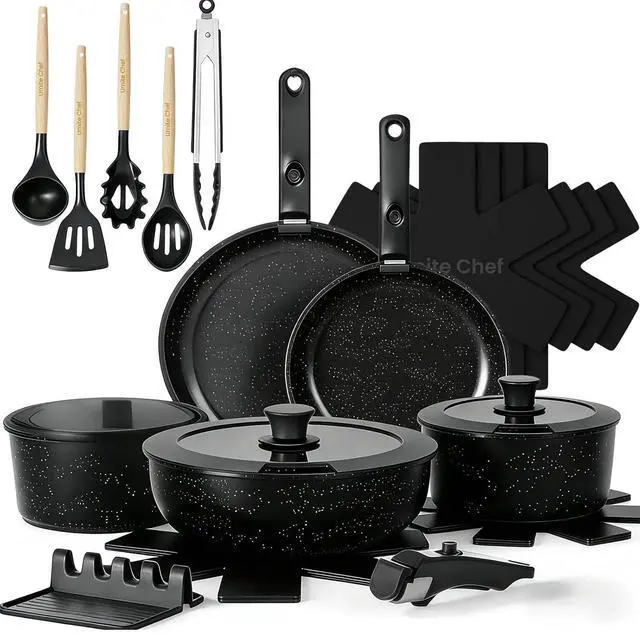 Main image of Umite Chef 21Pcs Pots and Pans Set Non Stick, Nonstick Ceramic Cookware Sets Detachable Handle, Non Toxic Healthy Induction Cookware, Kitchen Cooking Set, with Frying Pans Set, Dishwasher/Oven Safe