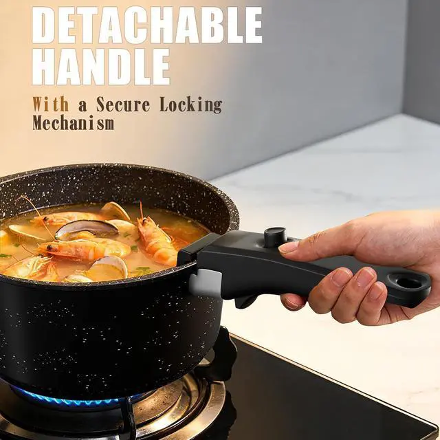 Alt view image 6 of 7 - Umite Chef 21Pcs Pots and Pans Set Non Stick, Nonstick Ceramic Cookware Sets Detachable Handle, Non Toxic Healthy Induction Cookware, Kitchen Cooking Set, with Frying Pans Set, Dishwasher/Oven Safe