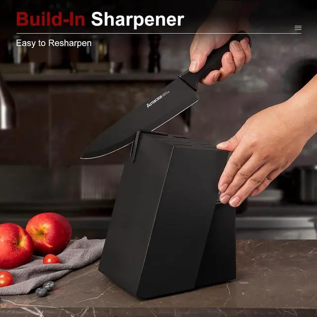 Alt view image 4 of 7 - Astercook Knife Set for Kitchen with Block and Sharpener 15pcs German | Stainless Steel Kitchen Utensils Set Dishwasher Safe