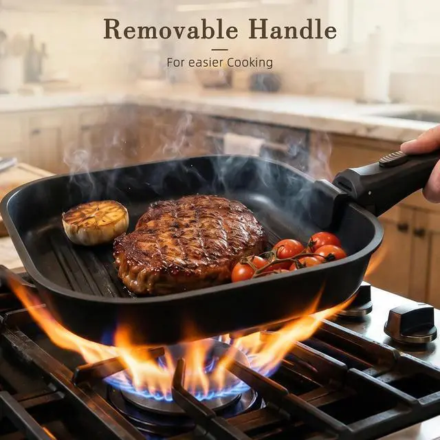 Alt view image 2 of 7 - Astercook 23 Pcs Pots and Pans Set Non Stick, Ceramic Cookware Set Detachable Handle, RV Kitchen Cooking Set Removable Handles, Oven Safe, Induction Ready, Stackable, Black, Mothers Day Gifts