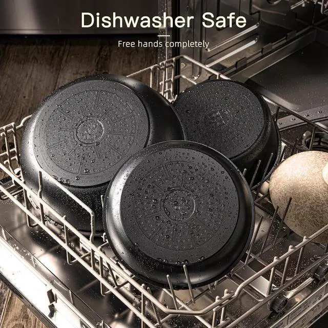 Alt view image 5 of 7 - Astercook 23 Pcs Pots and Pans Set Non Stick, Ceramic Cookware Set Detachable Handle, RV Kitchen Cooking Set Removable Handles, Oven Safe, Induction Ready, Stackable, Black, Mothers Day Gifts