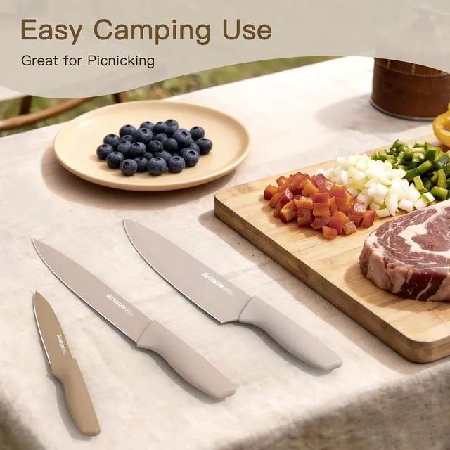 Alt view image 7 of 7 - Astercook Knife Set, 13 Pieces Kitchen Knives Set with Healthy Anti-Rust Coating, Dishwasher Safe, Stainless Steel Chef Knife Sets with 6 Blade Guards, Fathers Day Gift for Men