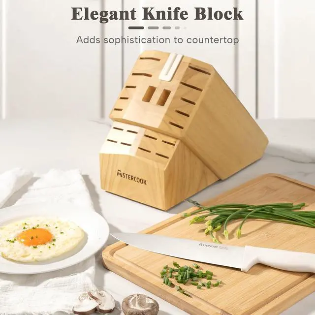 Alt view image 2 of 7 - Knife Set, Astercook 22-Piece Kitchen Knife Set with Sharpener Block, High Carbon Stainless Steel Knives, Dishwasher Safe, Non-Slip Handle, Elegant Cream White Design, Perfect Holiday Gifts