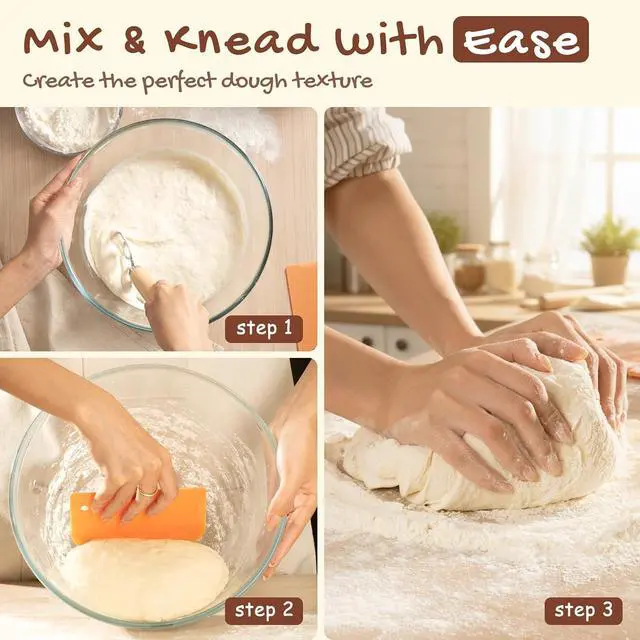 Alt view image 4 of 7 - Astercook Sourdough Starter Kit with Round & Oval Banneton Bread Proofing Basket, Starter Jar, Dough Whisk, Scrapers, Stencils, Complete Sourdough Bread Baking Supplies, Fathers Day Gift for Men
