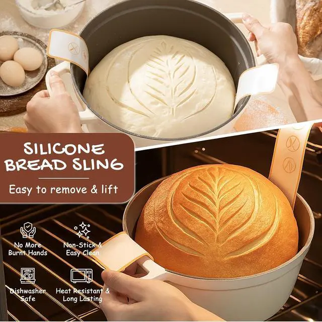 Alt view image 6 of 7 - Astercook Sourdough Starter Kit with Round & Oval Banneton Bread Proofing Basket, Starter Jar, Dough Whisk, Scrapers, Stencils, Complete Sourdough Bread Baking Supplies, Fathers Day Gift for Men