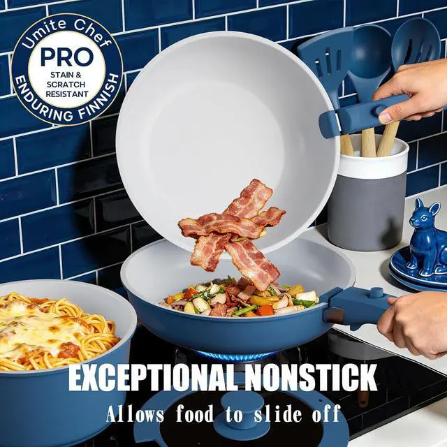 Alt view image 3 of 7 - Umite Chef Pots and Pans Set Non Stick, 21 pcs Ceramic Cookware Set with Detachable Handles, Healthy Induction Cookware, RV Kitchen Cooking Set, with Utensils & Frying Pans Set, PFAS PFOA & PTFE Free
