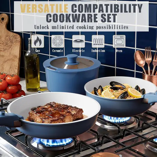 Alt view image 4 of 7 - Umite Chef Pots and Pans Set Non Stick, 21 pcs Ceramic Cookware Set with Detachable Handles, Healthy Induction Cookware, RV Kitchen Cooking Set, with Utensils & Frying Pans Set, PFAS PFOA & PTFE Free