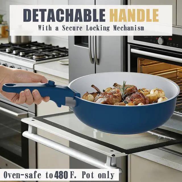 Alt view image 7 of 7 - Umite Chef Pots and Pans Set Non Stick, 21 pcs Ceramic Cookware Set with Detachable Handles, Healthy Induction Cookware, RV Kitchen Cooking Set, with Utensils & Frying Pans Set, PFAS PFOA & PTFE Free