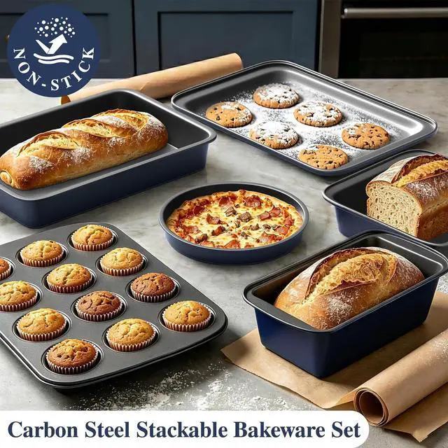 Alt view image 5 of 7 - Pots and Pans Set Nonstick, Umite Chef Kitchen Non Stick Induction Cookware & Bakeware Set - 31 PCS Cooking Pans Set with Frying Pans & Utensil, Sturdy & Easy to Clean & PFOA Free (Navy Blue)