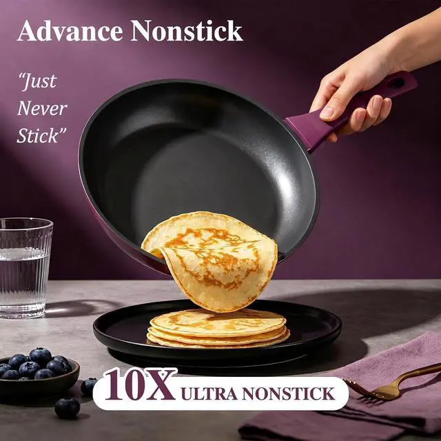 Alt view image 2 of 7 - Pots and Pans Set Nonstick, Umite Chef 31-Piece Induction Cookware & Bakeware Set with Frying Pans, Saucepans, Casserole, Steamer, Baking Set & Utensils, PFAS-Free Kitchen Starter Set (Purple)