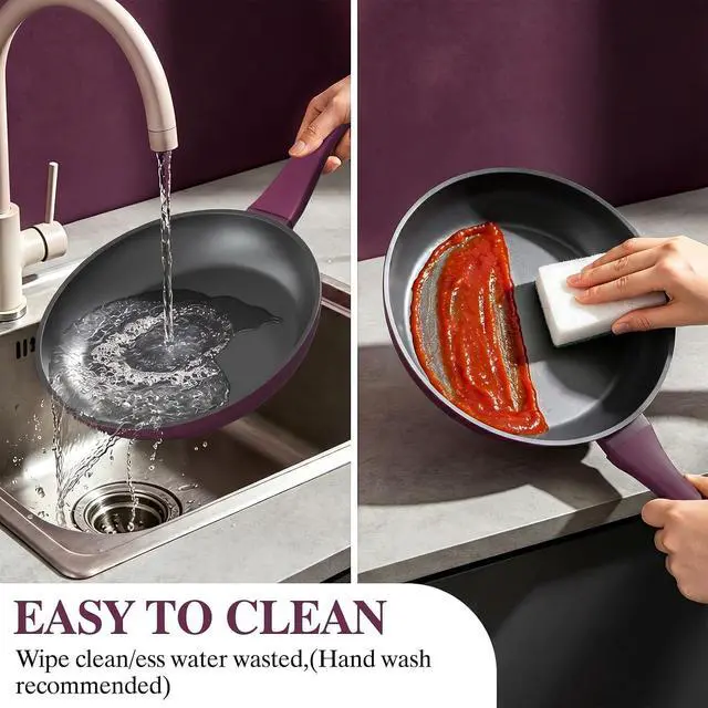 Alt view image 5 of 7 - Pots and Pans Set Nonstick, Umite Chef 31-Piece Induction Cookware & Bakeware Set with Frying Pans, Saucepans, Casserole, Steamer, Baking Set & Utensils, PFAS-Free Kitchen Starter Set (Purple)
