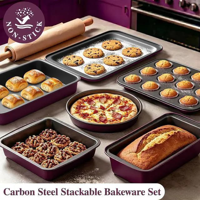 Alt view image 7 of 7 - Pots and Pans Set Nonstick, Umite Chef 31-Piece Induction Cookware & Bakeware Set with Frying Pans, Saucepans, Casserole, Steamer, Baking Set & Utensils, PFAS-Free Kitchen Starter Set (Purple)