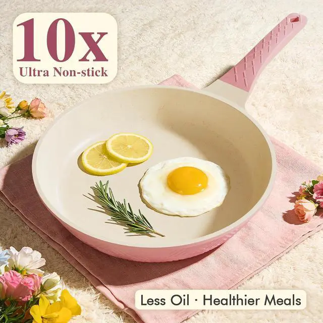 Alt view image 6 of 7 - Pots and Pans Set Non Stick, 26PCS Nonstick Cookware Set, Induction Cook Ware, Includes Steamer & Silicone Utensils, Housewarming Gift, Pink Kitchen Cooking Sets w/Frying pan (PFOS, PFOA Free)