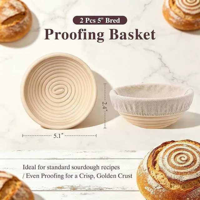 Alt view image 4 of 7 - Umite Chef Mini Double Dutch Oven for Sourdough Bread Baking - Enameled Cast Iron Dutch Oven Pot with Lid and 5" Banneton Bread Proofing Basket Kit, Dual Round Bread Loaf Pan for Bread Baking (Blue)