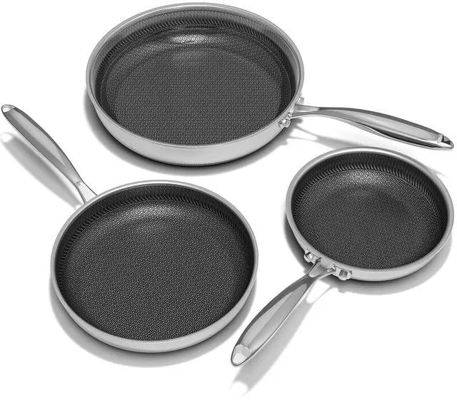 Main image of Umite Chef Hybrid Non Stick Frying Pans Set, 8, 10 and 12-Inch Stainless Steel Skillets Pan for Cooking, Dishwasher & Oven-Safe Cooking Pan, Stay-Cool Handles, Induction Compatible PFOA Free Cookware