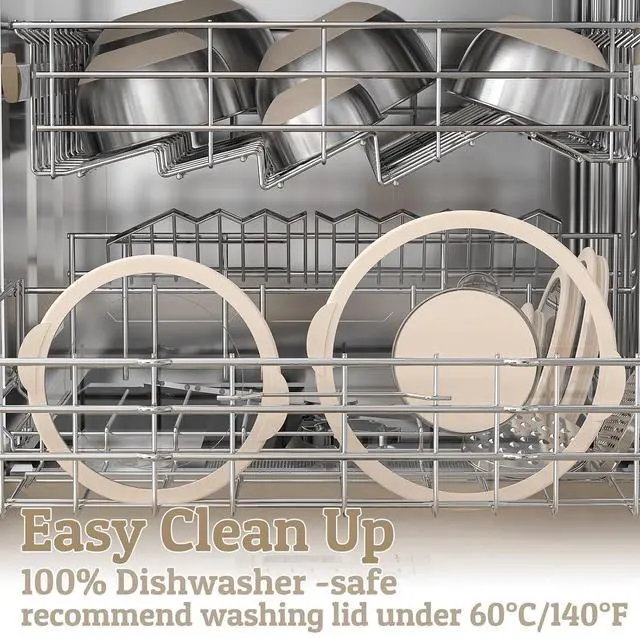 Alt view image 3 of 7 - Mixing Bowles Set with Lids Set - Warp-Proof TPR-AS Lids, Stainless Steel Mixing Bowl with 3 Graters & Measuring Lines, Non-Slip Bowls for Baking, Prep, Airtight Food Storage (Khaki 5/3/2/1.5/0.63QT)