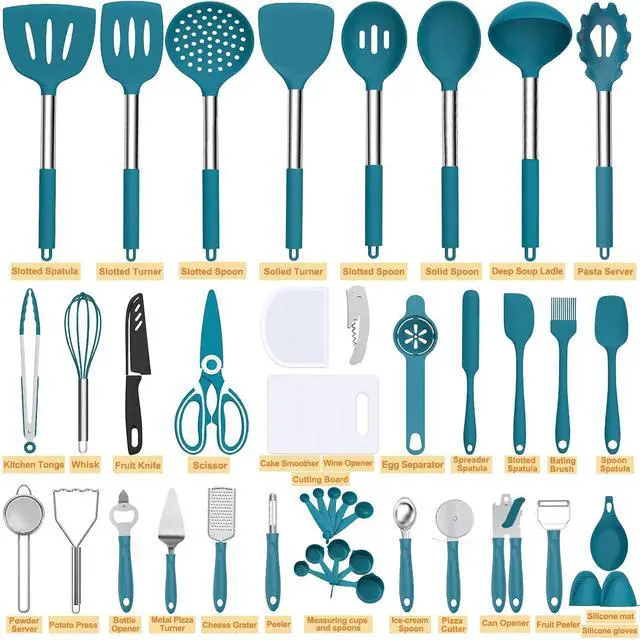 Alt view image 2 of 7 - Silicone Kitchen Utensils Set, Umite Chef 43 pcs Cooking Utensils for Nonstick Cookware, Kitchen Tools-Silicone Utensil for Cooking Kitchen Set for Home Kitchen Accessories Set