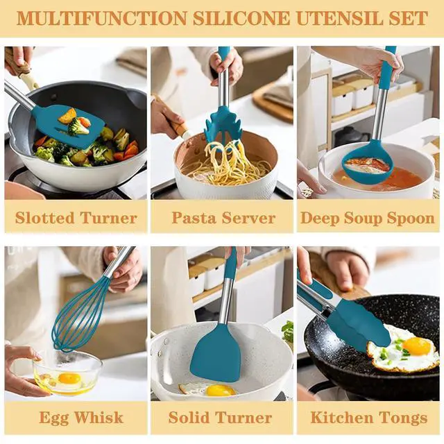 Alt view image 3 of 7 - Silicone Kitchen Utensils Set, Umite Chef 43 pcs Cooking Utensils for Nonstick Cookware, Kitchen Tools-Silicone Utensil for Cooking Kitchen Set for Home Kitchen Accessories Set