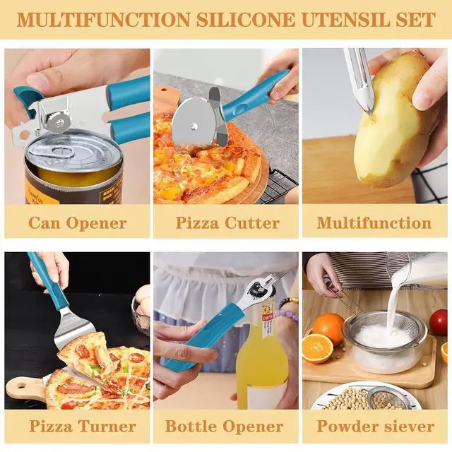 Alt view image 4 of 7 - Silicone Kitchen Utensils Set, Umite Chef 43 pcs Cooking Utensils for Nonstick Cookware, Kitchen Tools-Silicone Utensil for Cooking Kitchen Set for Home Kitchen Accessories Set