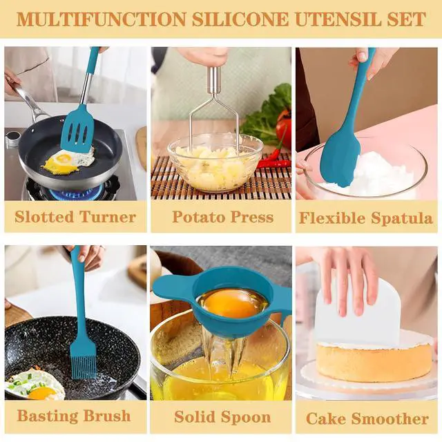 Alt view image 5 of 7 - Silicone Kitchen Utensils Set, Umite Chef 43 pcs Cooking Utensils for Nonstick Cookware, Kitchen Tools-Silicone Utensil for Cooking Kitchen Set for Home Kitchen Accessories Set
