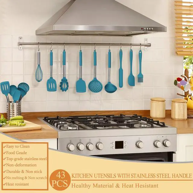 Alt view image 7 of 7 - Silicone Kitchen Utensils Set, Umite Chef 43 pcs Cooking Utensils for Nonstick Cookware, Kitchen Tools-Silicone Utensil for Cooking Kitchen Set for Home Kitchen Accessories Set