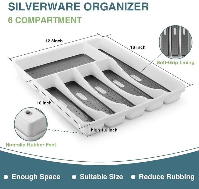 Alt view image 3 of 7 - Black Silverware Set, Umite Chef 49-Piece Flatware Set with Drawer Organizer, Durable Stainless Steel Cutlery Set for 8, Tableware Eating Utensils with Steak Knives for Home Restaurant
