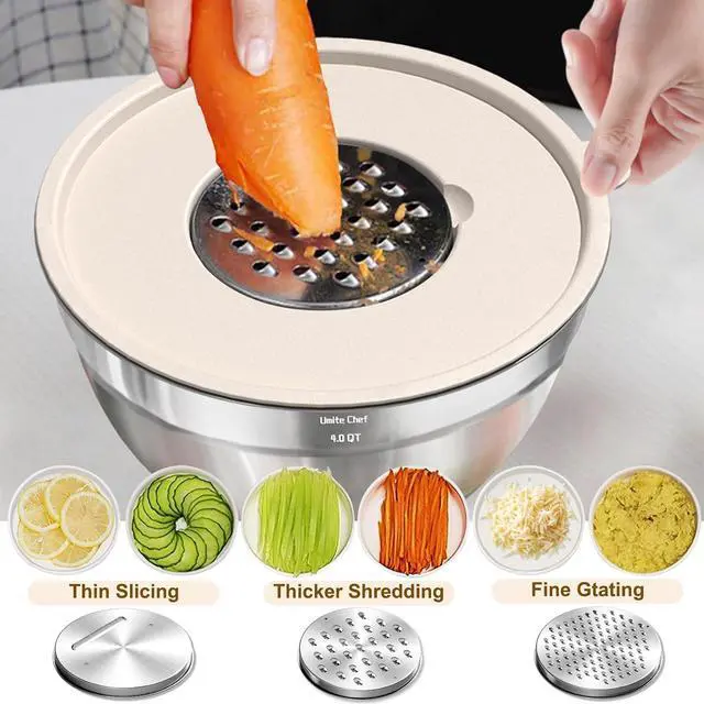 Alt view image 6 of 7 - Umite Chef Mixing Bowls with Airtight Lids Set with Grater Attachments Silicone Kitchen Utensil Set