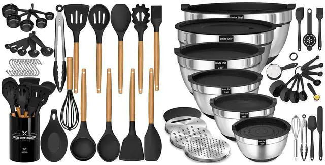 Main image of Umite Chef 33Pcs Kitchen Cooking Utensils Set and 26pcs Mixing Bowls with Lids Set