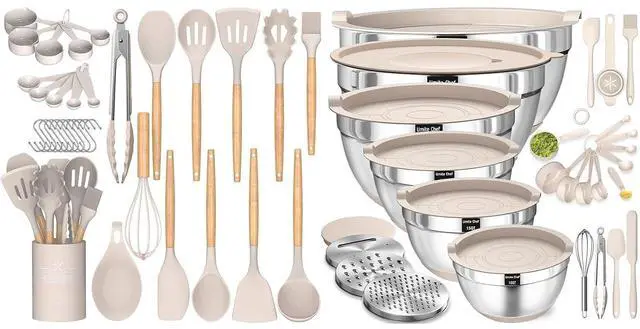Main image of Umite Chef Kitchen Cooking Utensils Set Mixing Bowls with Airtight Lids Set with Grater Attachments
